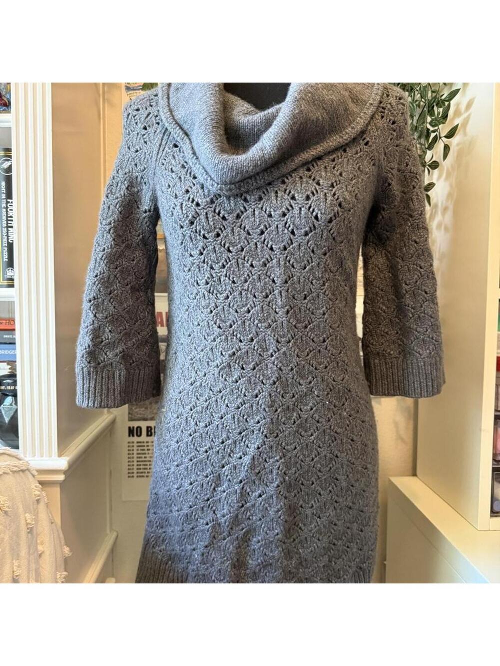 Vintage Y2K Juicy Couture Gray Off Shoulder Angora Sweater Dress Size L